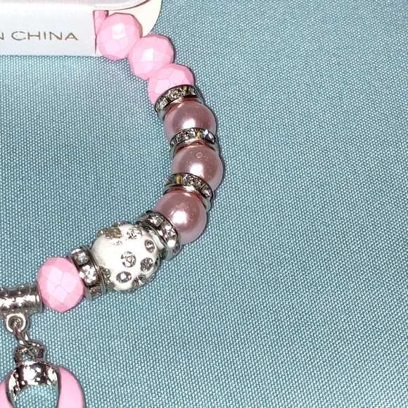 Breast Cancer Awareness Gemstone Silver Bracelet - Picture 3 of 8